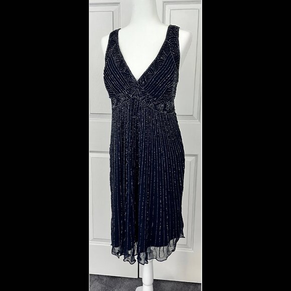 Vintage Beaded Gown navy Size xl - Picture 1 of 3